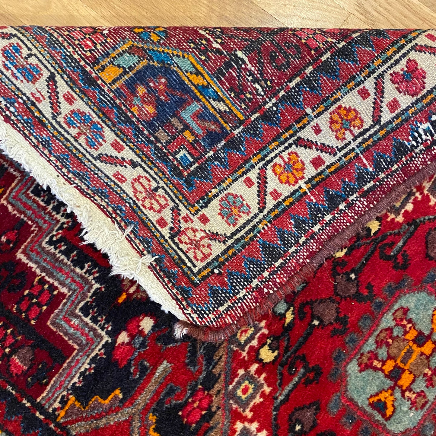 Vintage Rug, 2' 8 x 4' Dark Blue Black