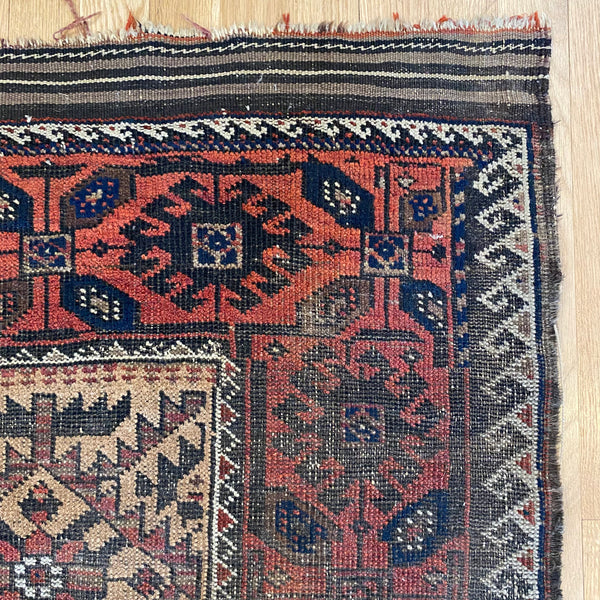 Antique Rug, 2' 9 x 4' 9 Tan