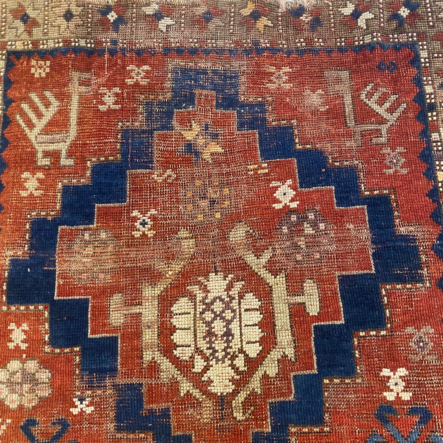 Antique Rug, 3' x 3' 2 Red