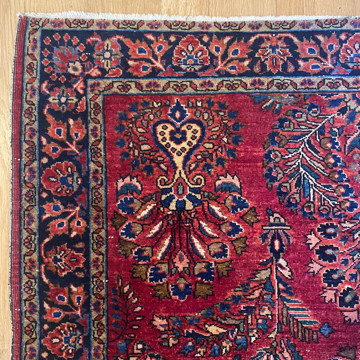 Vintage Rug, 3’ 6 x 4’ 11 Dark Pink